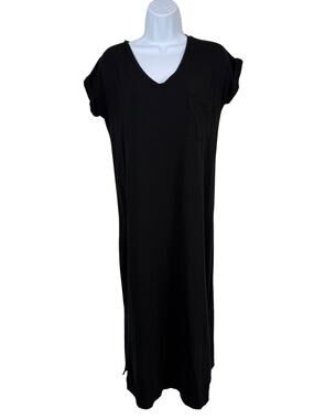 Cuyana Pima Cotton V-Neck Short Sleeve Minimalist Casual Midi Dress Small Medium